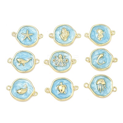 Ocean Brass Enamel Links Connector Charms KK-K417-07G-01-1