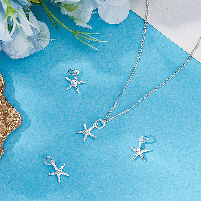 4Pcs 925 Sterling Silver Starfish Charms STER-BBC0008-39-1