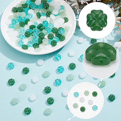 160Pcs 4 Colors Spray Painted Glass Beads GLAA-SC0003-41-1