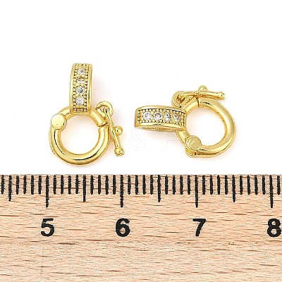 Brass Micro Pave Clear Cubic Zirconia Twister Clasps KK-H202-18G-1