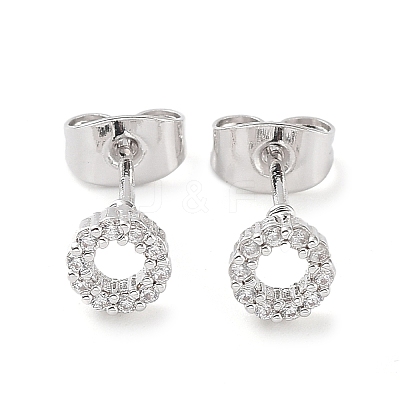 Brass Micro Pave Cubic Zirconia Stud Earrings EJEW-P247-03P-1