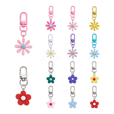 12Pcs 12 Colors Resin/Acrylic Pendants Keychains KEYC-BY0001-01-1