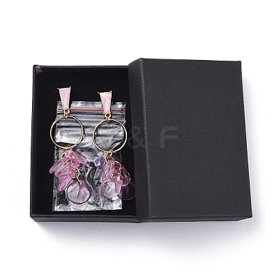 Glass Cluster Beads Dangle Ear Studs EJEW-JE03921-01-1