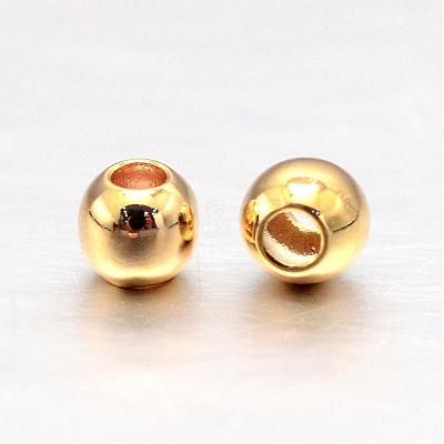 Real Gold Plated Brass Round Spacer Beads KK-L147-197-2mm-NR-1