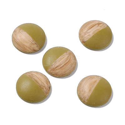 Two Tone Wood Grain Frosted Imitation Leather Style Resin Cabochons RESI-G053-01C-1