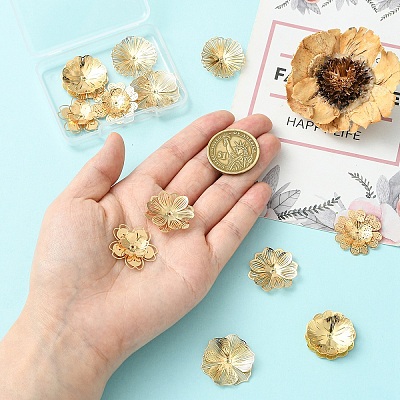 12Pcs 6 Styles Brass Bead Caps KK-YW0004-72-1