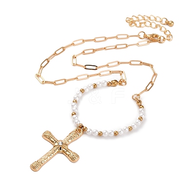 Alloy Rhinestone Pendant Necklaces for Women NJEW-U013-10G-02-1