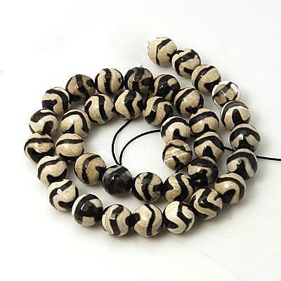 Tibetan Style Wave Pattern dZi Beads TDZI-G341-8mm-05-1