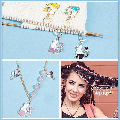 Alloy Enamel Pendant Locking Stitch Markers HJEW-AB00158-1