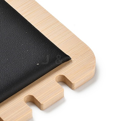 12-Slot Bamboo L-Shaped Necklace Organizer Display Stands with Imitation Leather Mat NDIS-F005-01B-1