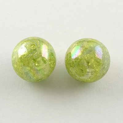 AB Color Transparent Crackle Round Acrylic Beads CACR-S006-08-1