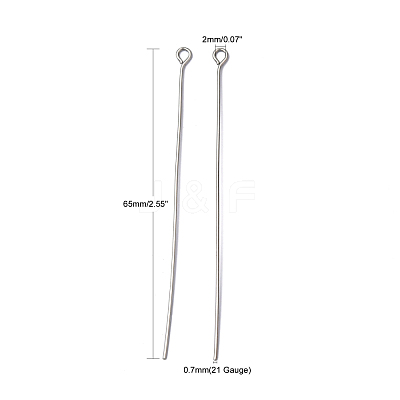 Tarnish Resistant 304 Stainless Steel Eye Pin X-STAS-R045-65mm-1