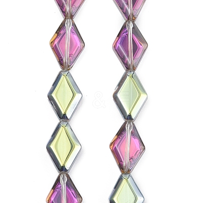 Electroplate UV Plating Glass Beads Strands EGLA-B010-01A-HP01-1