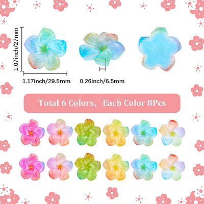 48Pcs 6 Colors Transparent Resin Cabochons RESI-SC0006-62-1