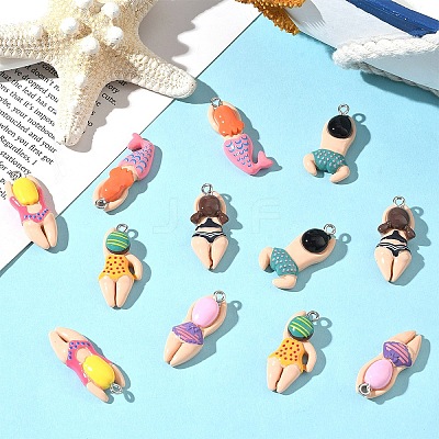 12Pcs 6 Styles Plastic Pendants KY-YW0002-21-1