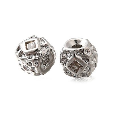 Brass Micro Pave Cubic Zirconia Beads KK-M318-39P-03-1