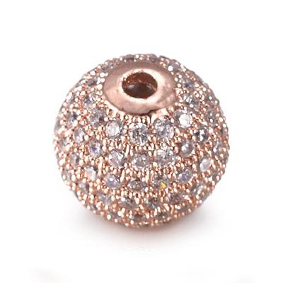 CZ Jewelry Brass Micro Pave Cubic Zirconia Round Beads ZIRC-M024-06RG-1