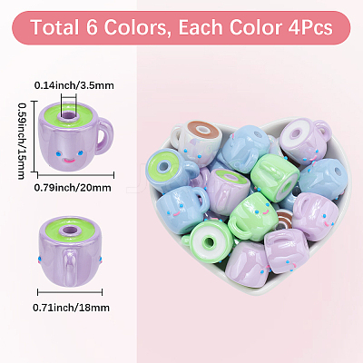 24Pcs 6 Colors Opaque Acrylic Beads SACR-SP0001-27-1