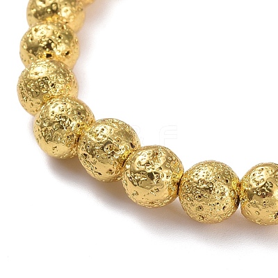 Electroplated Natural Lava Rock Beads Stretch Bracelets BJEW-G623-01G-6mm-1