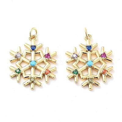 Rack Plating Brass Micro Pave Colorful Grade AAA Cubic Zirconia Pendants X-KK-M280-05G-1
