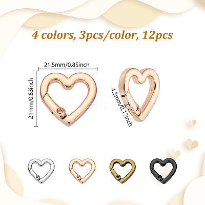 12Pcs 4 Colors Alloy Spring Gate Rings FIND-NB0006-20C-1