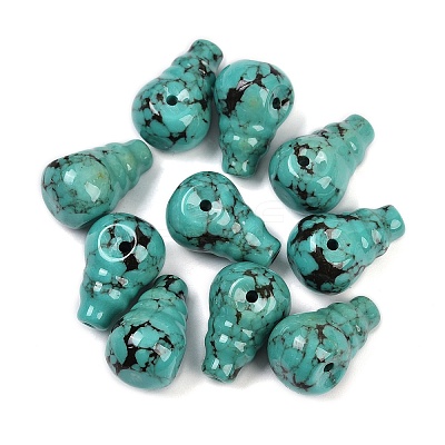 Dyed Synthetic Turquoise 3 Hole Guru Beads G-C198-01B-05-1