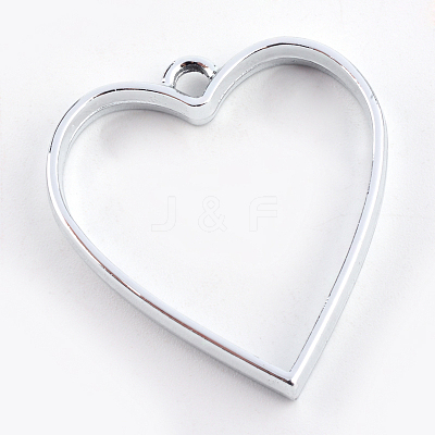 Rack Plating Alloy Heart Open Back Bezel Pendants PALLOY-S047-12D-FF-1