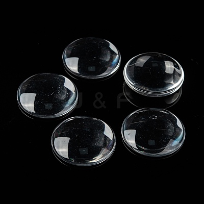 Transparent Glass Cabochons GGLA-R026-35mm-1