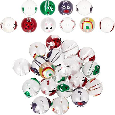 20Ppcs 5 Style Transparent Glass Enamel Beads GLAA-FH0001-47-1