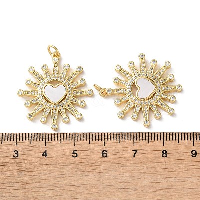 Brass Micro Pave Clear Cubic Zirconia Pendants KK-B083-36B-G-1