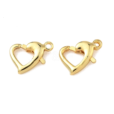 Heart Brass Lobster Claw Clasps KK-H523-06G-1