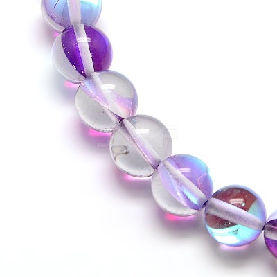Synthetic Moonstone Beads Strands G-F143-10mm-05-1