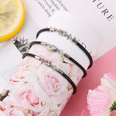 Cowhide Leather Cord Bracelet Making X-AJEW-JB00016-03-1