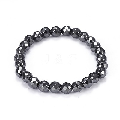 Synthetic Magnetic Hematite Stretch Bracelets BJEW-F382-01-1