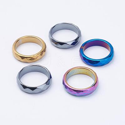 Electroplate Non-Magnetic Synthetic Hematite Rings RJEW-F068-18mm-1