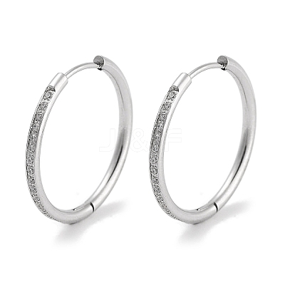 304 Stainless Steel Micro Pave Clear Cubic Zirconia Huggie Hoop Earrings EJEW-C096-01H-P-1