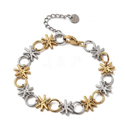 Two Tone 304 Stainless Steel Link Chain Bracelets for Women BJEW-K264-09GP-1