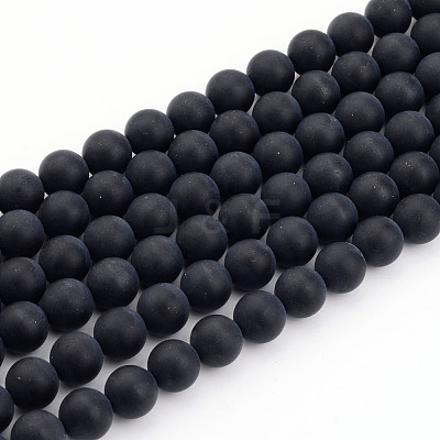 Dyed & Heated Natural Black Agate Bead Strands LS-G-H056-10mm-1