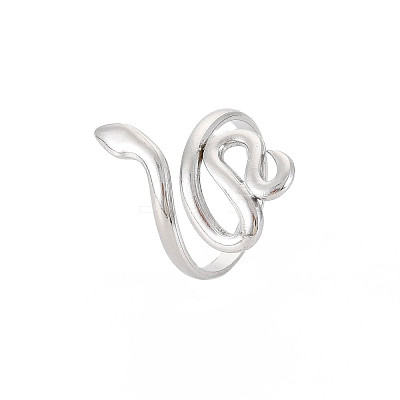 304 Stainless Steel Snake Wide Open Cuff Ring for Women X-RJEW-S405-226P-1