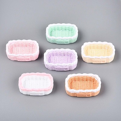 Opaque Resin Rattan Basket Display Decorations DJEW-T001-02M-1