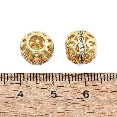 Brass Micro Pave Cubic Zirconia European Beads KK-Q006-46G-1
