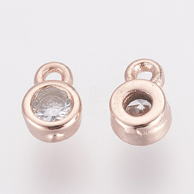 Brass Clear Cubic Zirconia Charms X-ZIRC-P068-01RG-1