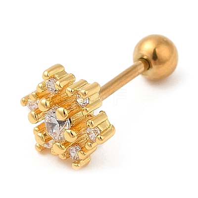 Brass Micro Pave Clear Cubic Zirconia Stud Earrings EJEW-L265-04G-1
