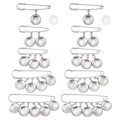 10Pcs 5 Styles Steel Heavy Duty Safety Pins Brooch Pins JEWB-DR00005-1