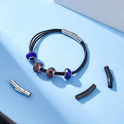 4Pcs 2 Colors Column 304 Stainless Steel Bayonet Necklace Clasps with Push Button STAS-UN0052-63-1