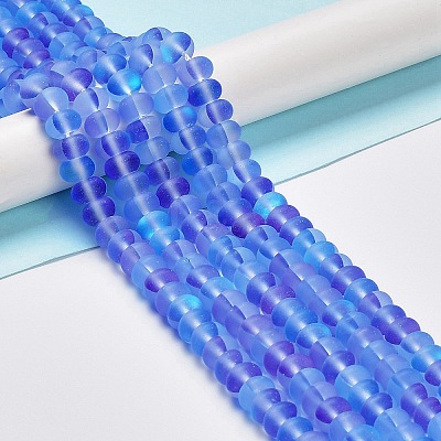 Frosted Transparent Glass Beads Strands FGLA-M002-01E-1
