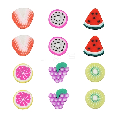 1800Pcs 6 Style Fruit Theme Handmade Polymer Clay Cabochons CLAY-YW0001-22-1