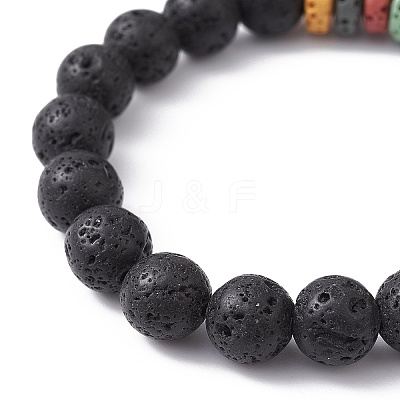 Dyed Natural Lava Rock Beaded Stretch Bracelets for Kid BJEW-JB09666-1