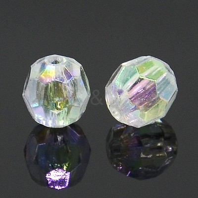 AB Color Plated Clear AB Transparent Acrylic Round Beads X-TACR-PL642-8mm-22-1