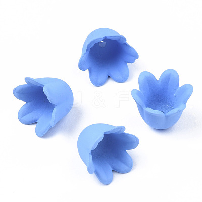 Rubberized Style Opaque Acrylic Bead Caps ACRP-T010-01A-1